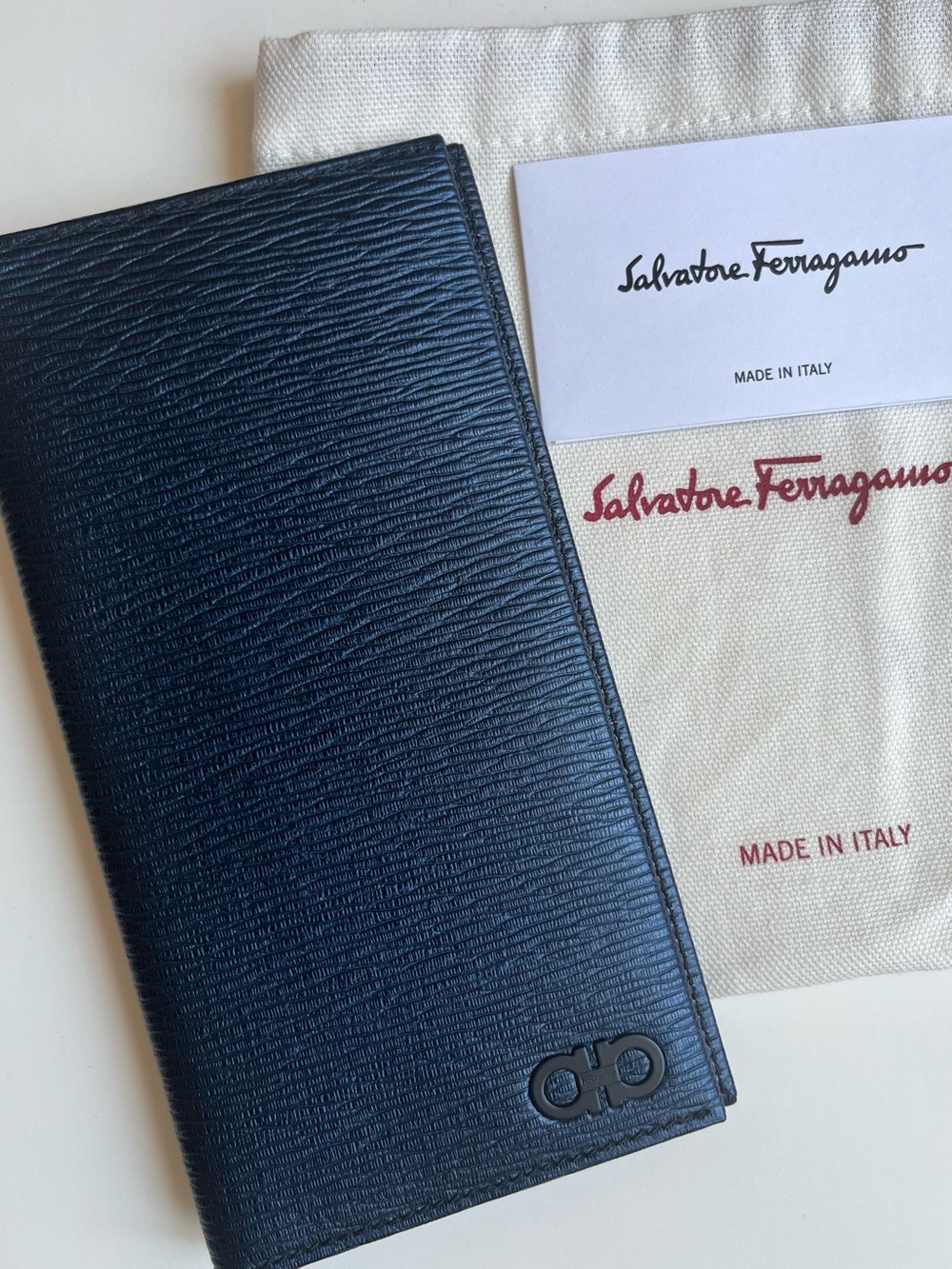 FERRAGAMO Wallet Gancini Blue Men’s NWT